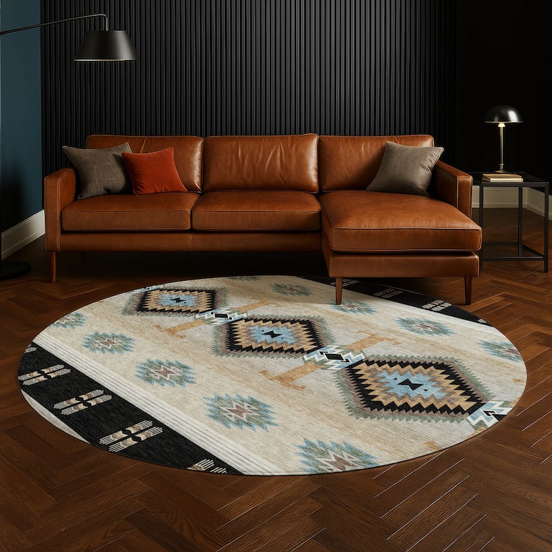 Machine Washable Indoor/ Outdoor Global Chennai Chantille Rug