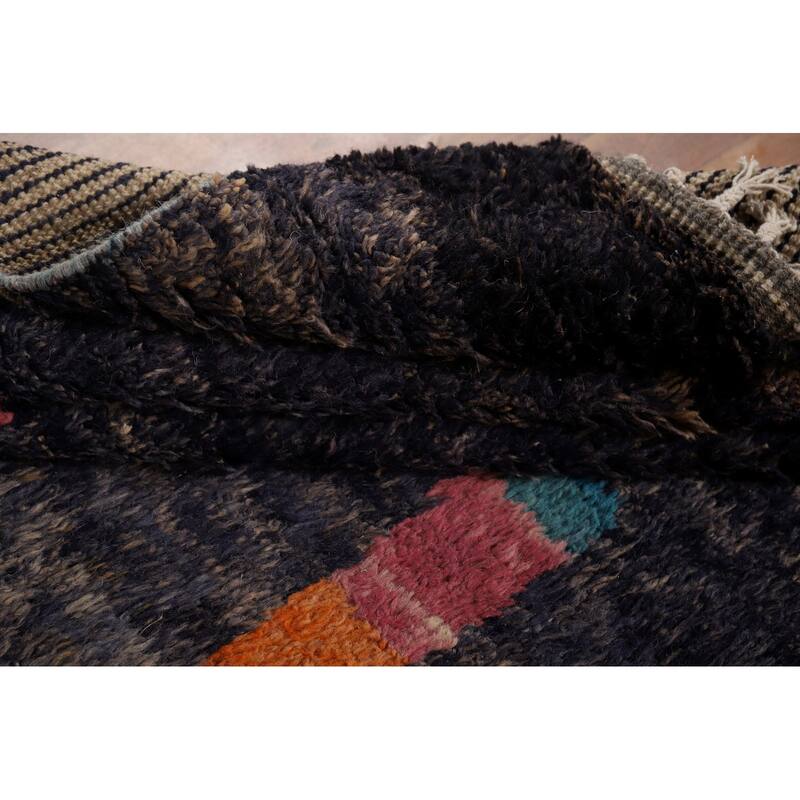 Geometric Plush Moroccan Area Rug Handmade Tribal Wool Carpet - 8'0" x 10'5"