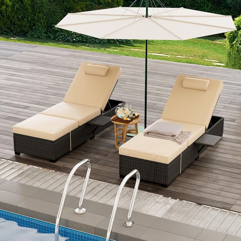 Chaise Lounge Chair Outdoor Set of 2