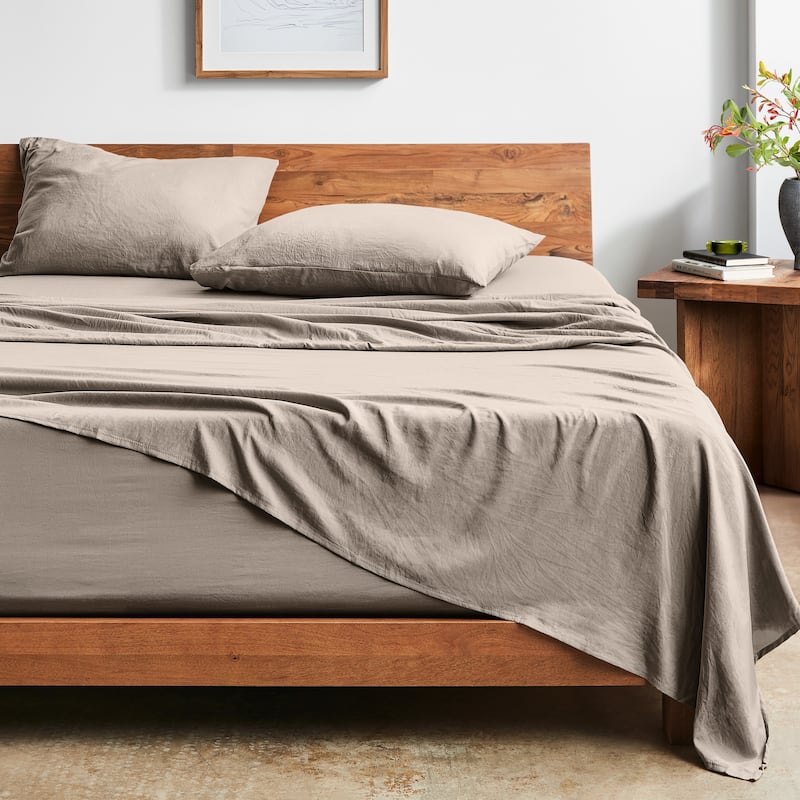 Bare Home Washed Microfiber Deep Pocket Sheet Set - Twin XL - Pebble Beach