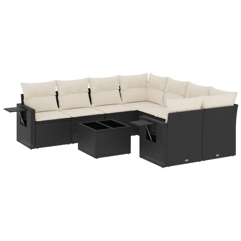 vidaXL Patio Sofa Set with Cushions Outdoor Furniture 9 Piece Poly Rattan
