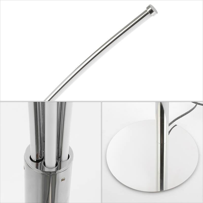 Dante 71" Modern Minimalist Metal 5-Branch Arc Dimmable Integrated LED Floor Lamp with Remote Control, Chrome, by JONATHAN Y