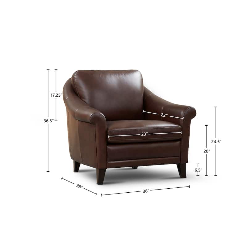 Sienna 100% Genuine Leather Midcentury Modern Armchair