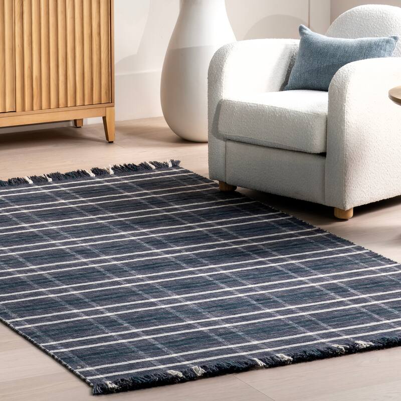 Brooklyn Rug Co Loretta Plaid Wool Fringe Area Rug Bed Bath & Beyond