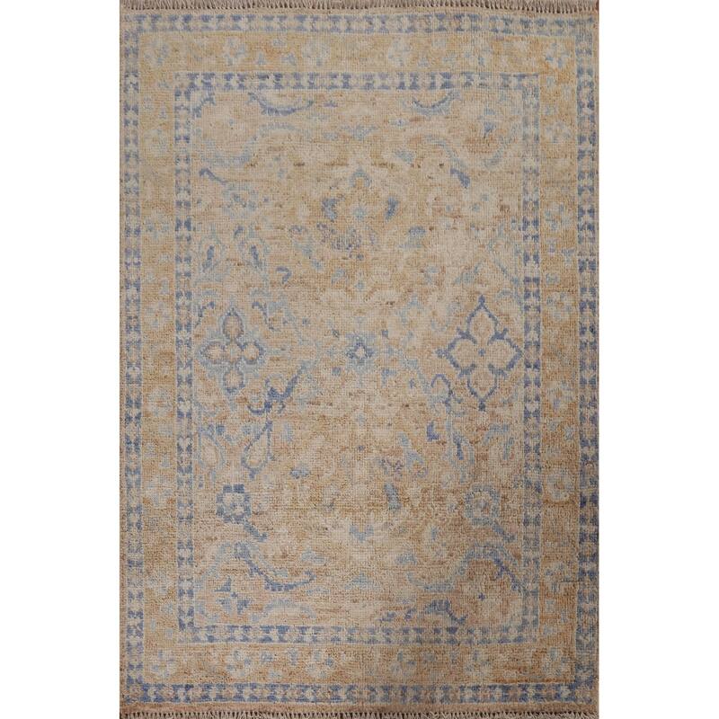 Muted Oushak Oriental Area Accent Rug Hand-Knotted Wool Carpet - 2'11" x 3'10"