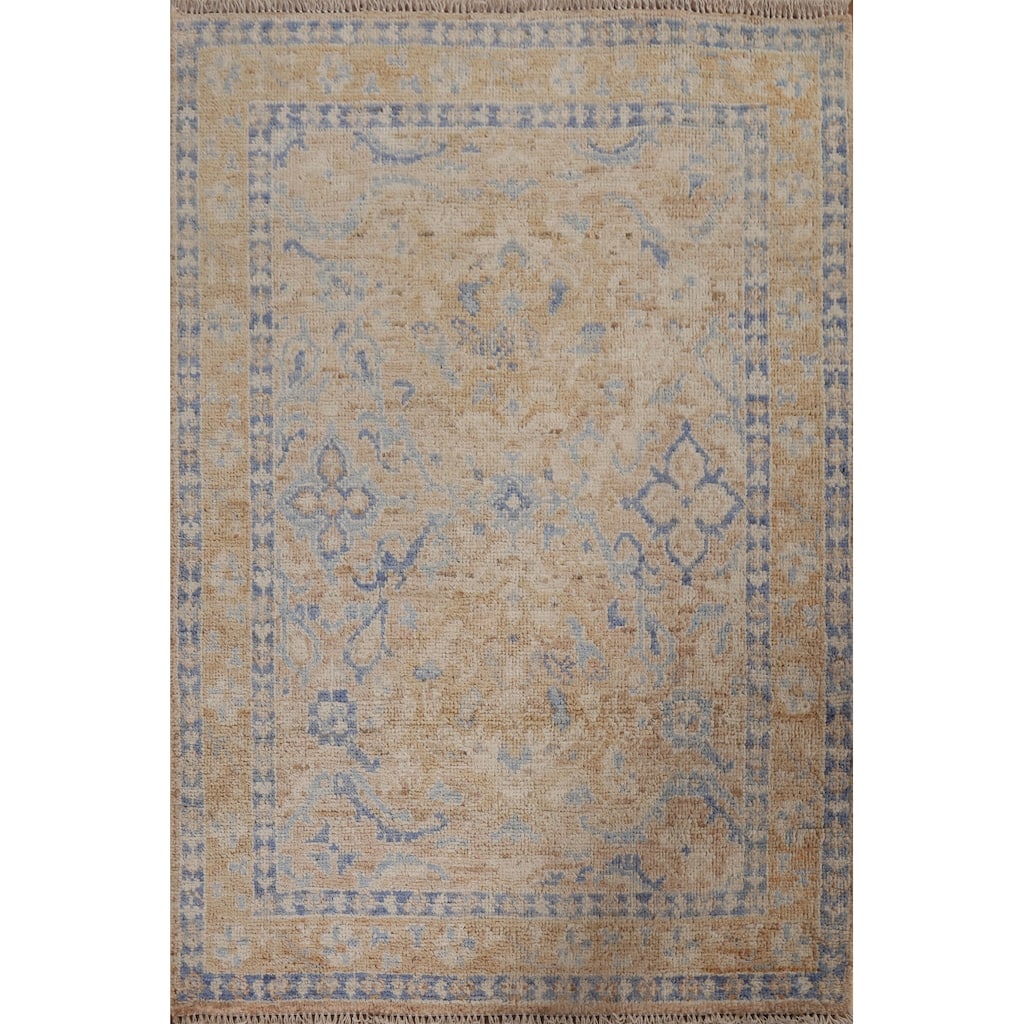 Muted Oushak Oriental Area Accent Rug Hand-Knotted Wool Carpet - 2'11" x 3'10"