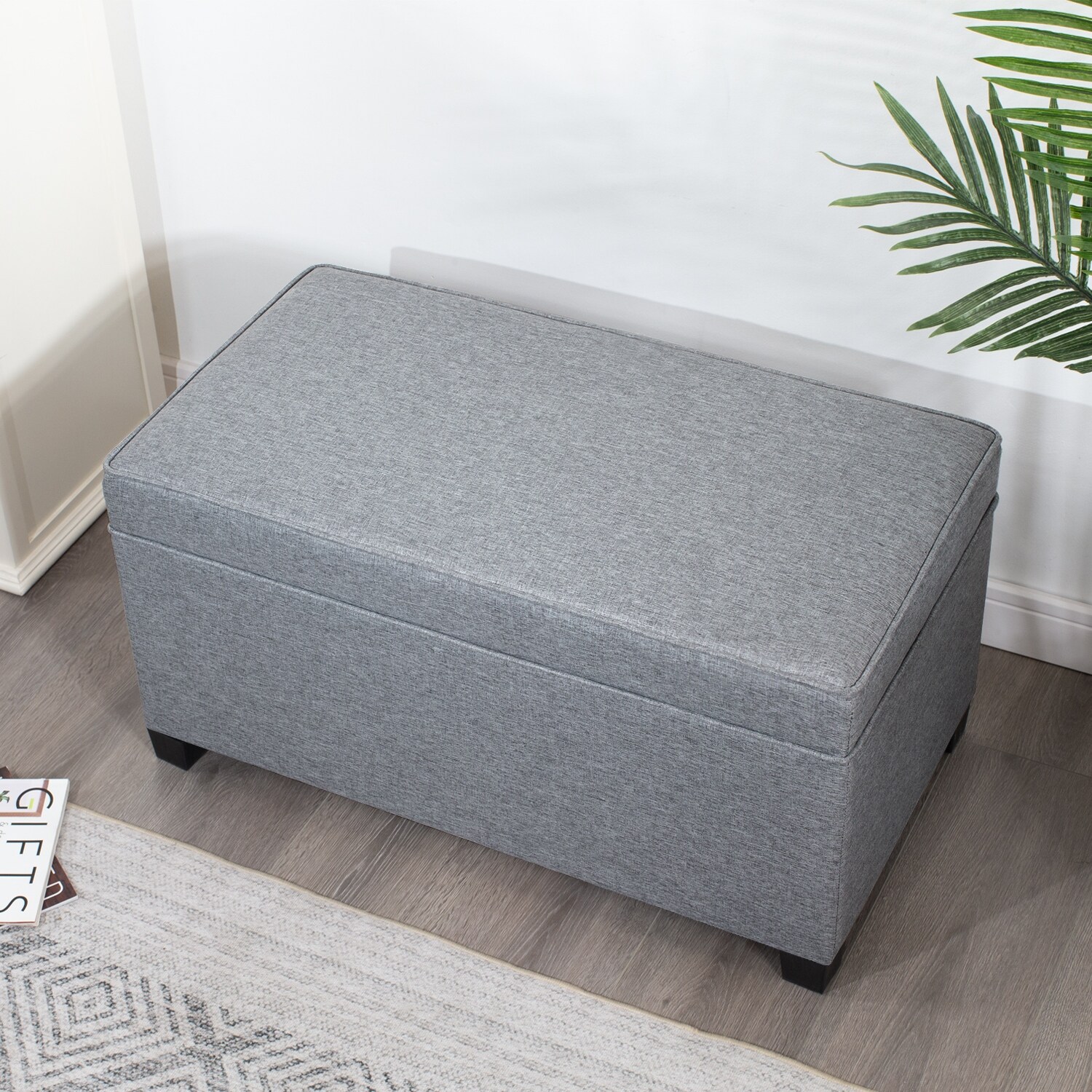 Adeco Linen Storage Ottoman Bench for Entryway or Bedroom