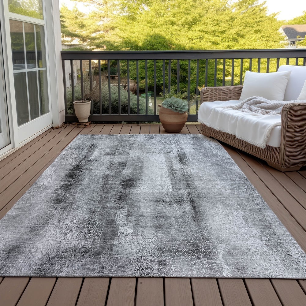 Machine Washable Indoor/ Outdoor Modern Imprints Chantille Rug