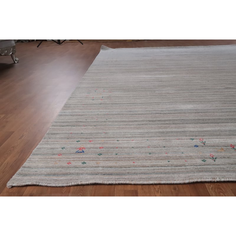 Hand Knotted Oriental 100% Wool Carpet Tribal Stripe Multi-Colored Gabbeh Area Rug - 12' 4'' X 9' 2''