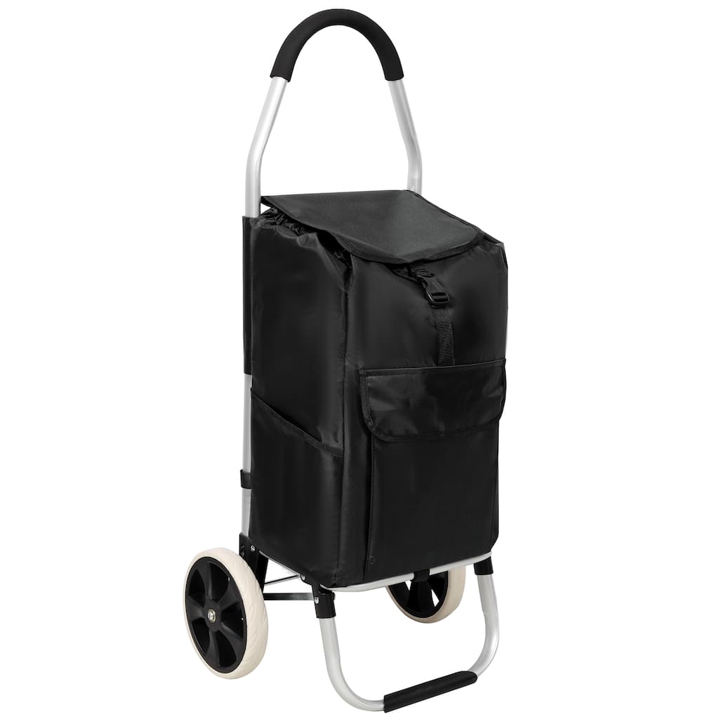 Shopping Trolley with Wheels, Trolley Black Foldable Shopping Cart, Removable Shopping Oxford Waterproof Bag