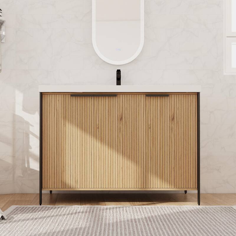 Beingnext 24"/30"/36"/48"/60" Bathroom Vanity with Sink, Freestanding Bathroom Vanity with Soft Close Door and Shelf
