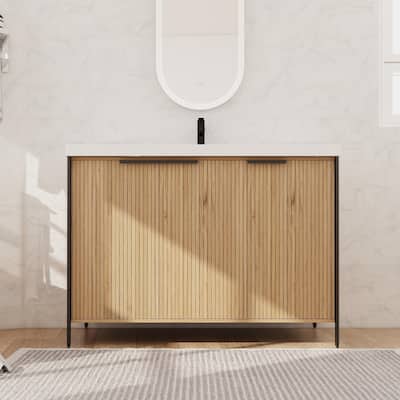 Beingnext 24"/30"/36"/48"/60" Bathroom Vanity with Sink, Freestanding Bathroom Vanity with Soft Close Door and Shelf