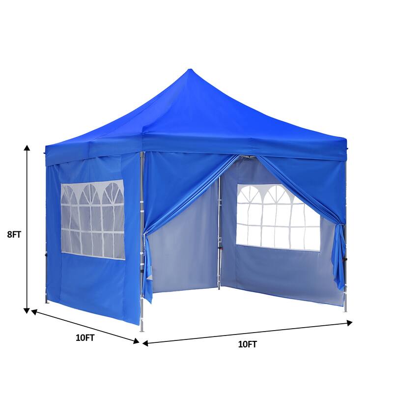 Zenova 10x10 Pop Up Canopy Tent Instant Folding Shelter With 4 Sidewalls with Free Mosquito Net - 10*10FT