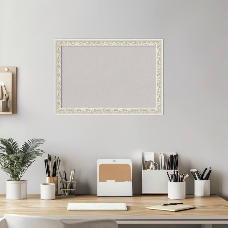 Bethany Silver Wood Framed Cork Board - Bulletin Board, Organization Board, Pin Board