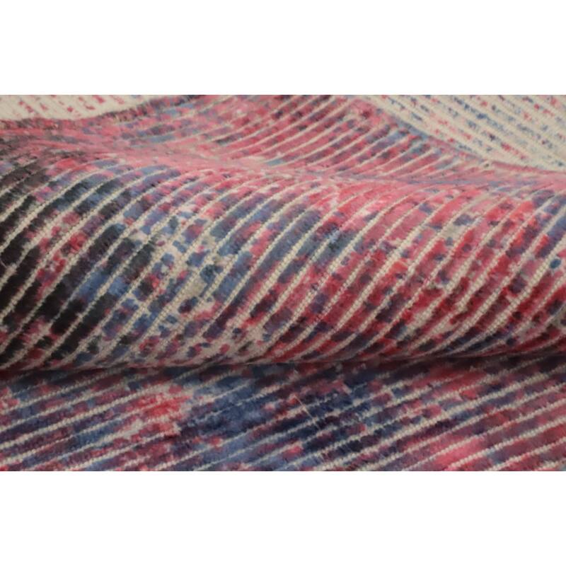 Hand Knotted Oriental Viscose Silk Carpet Modern Abstract Pink Abstract Area Rug - 7' 6'' X 5' 5''