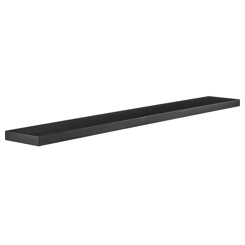 HomeRoots 75" Black Wooden Wall Mounted Floating Shelf