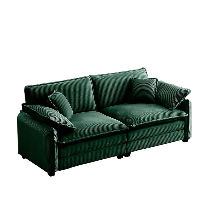 Oversize Loveseat, 81'' 2 Seater Corduroy Couch with 4 Pillows and Removable Armrests, Modern Love Seat for Living Room, Office