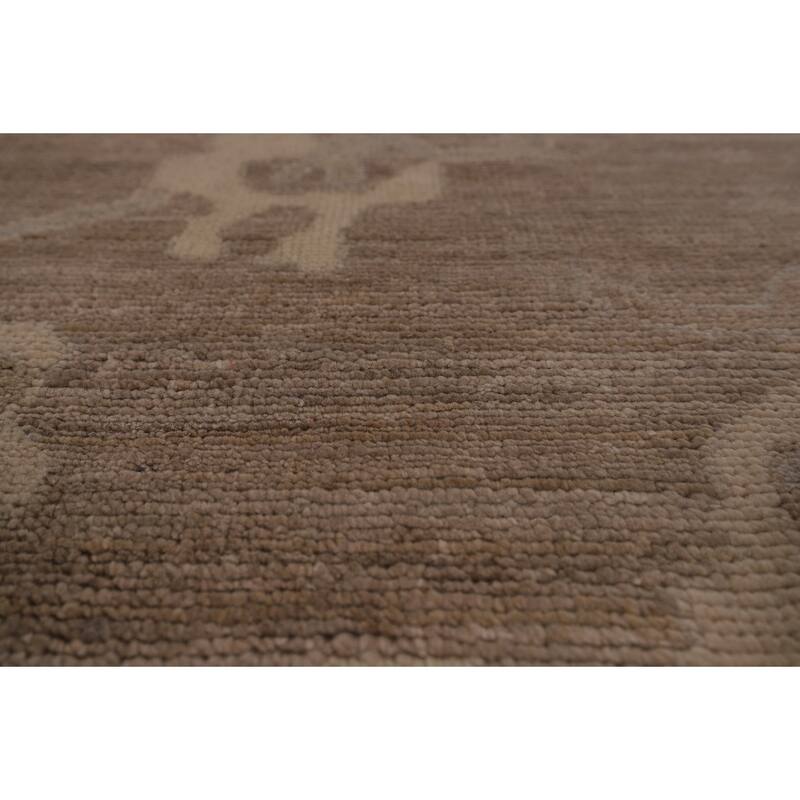 Vegetable Dye Oushak Turkish Area Rug Floral Handmade Wool Carpet - 9'1" x 11'11"