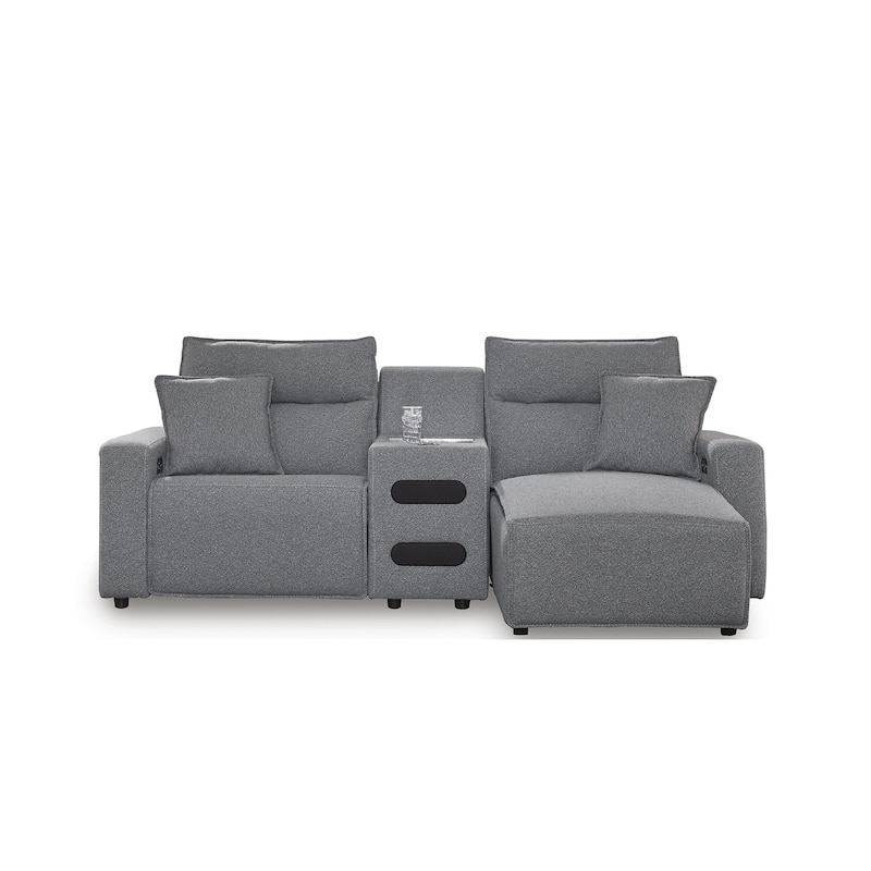 Signature Design by Ashley Modmax Gray 3-Piece Power Reclining Sectional with Chaise - 100" W x 63" D x 41" H