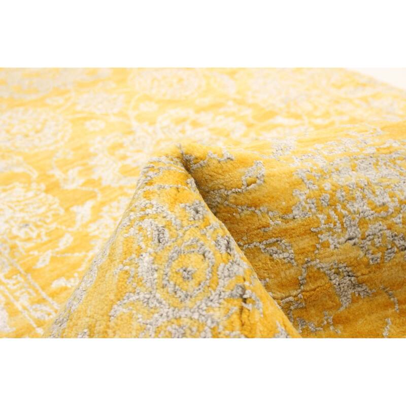 ECARPETGALLERY Hand-knotted Heritage Gold Silk, Wool Rug - 2' 6" x 13' 8"