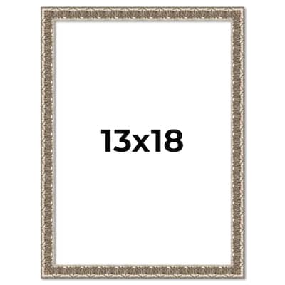 13x18 Frame Silver Versailles Ornate Solid Wood Picture Frame | 1 Inch