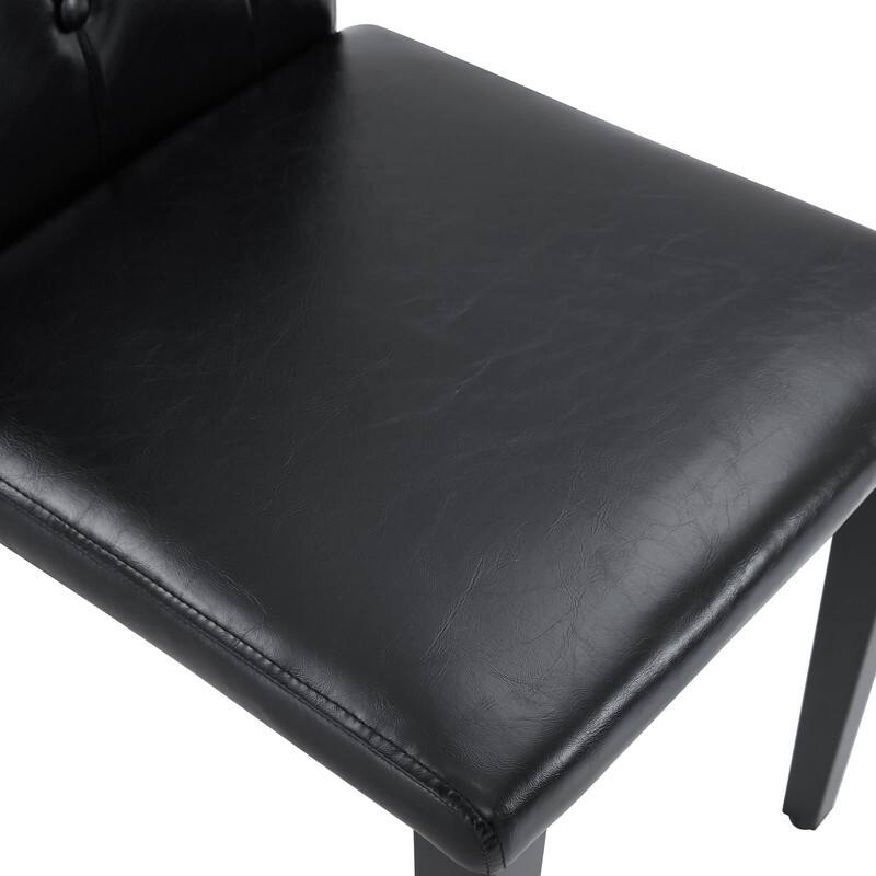 4-Pack Modern PU Dining Chairs with Buckle Backrest, Black Metal Legs, Set of 4