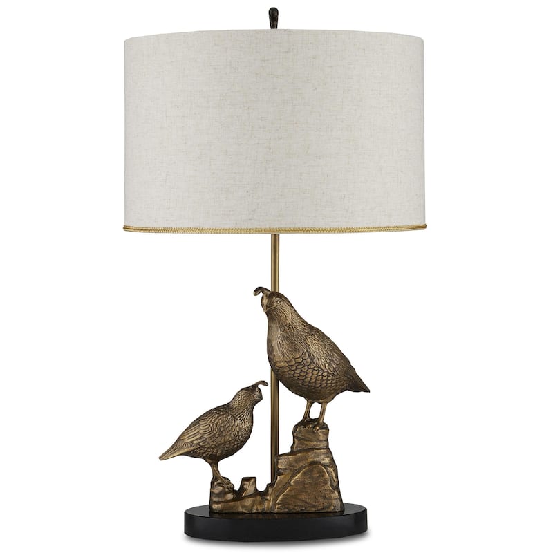 Currey & Company Codorniz Brass Table Lamp - 30"h x 17"dia - 30"h x 17"dia - Antique Brass/Black