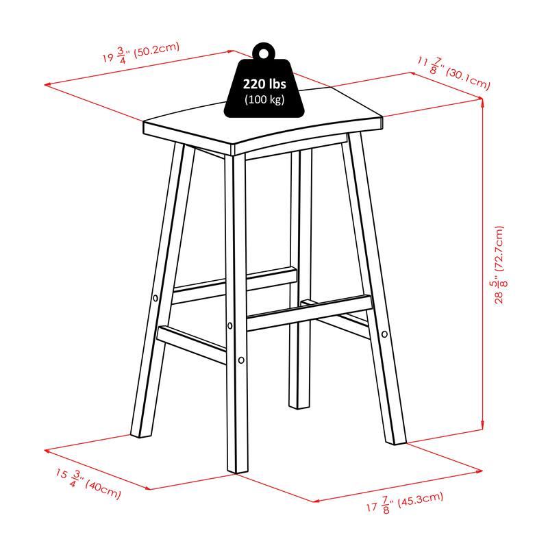 Fan Shape Bar Stool, Walnut - 28.6"H x 19.6"W x 15.7"D