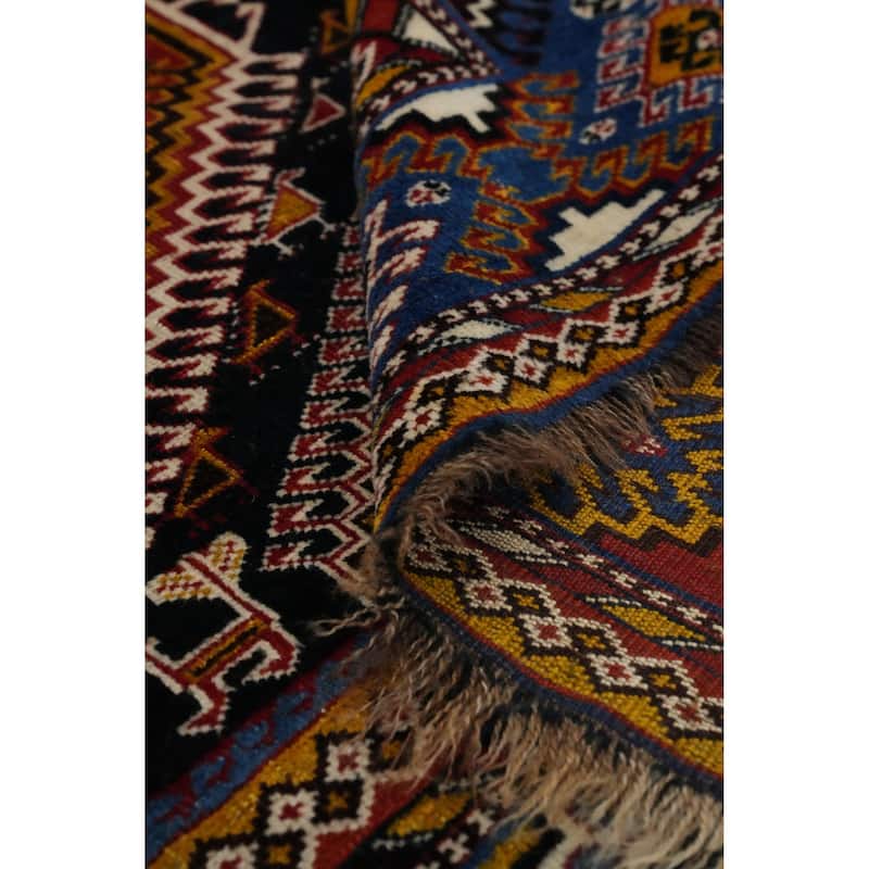 Hand Knotted Oriental 100% Wool Carpet Traditional Tribal Navy Blue & Blues Yalameh Area Rug - 10' 8'' X 7' 6''