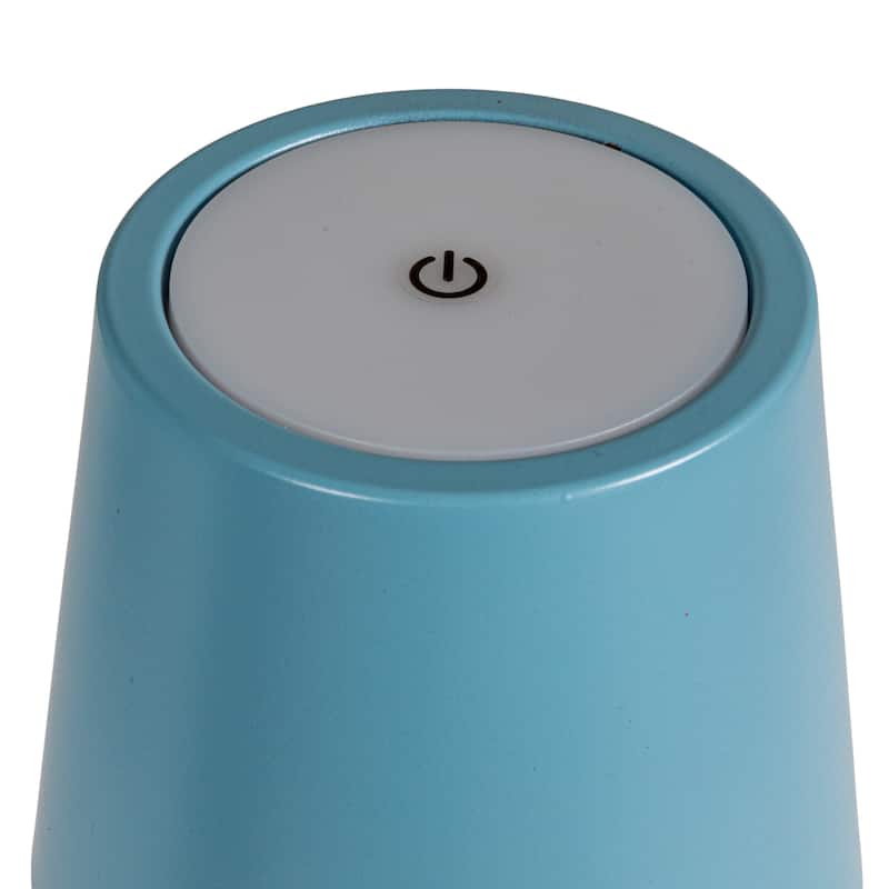 Metal LED Rechargeable Table Lamp with Touch Sensor, Blue - 4.3"L x 4.3"W x 14.5"H