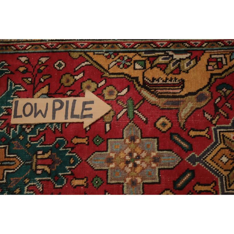 Hand Knotted Oriental 100% Wool Carpet Traditional Floral Red Tabriz Runner Rug - 10' 6'' X 2' 0''