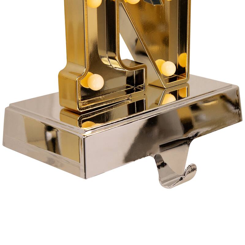 Set of 4 Gold Silver LED Lighted "NOEL" Christmas Stocking Holder 6.5"