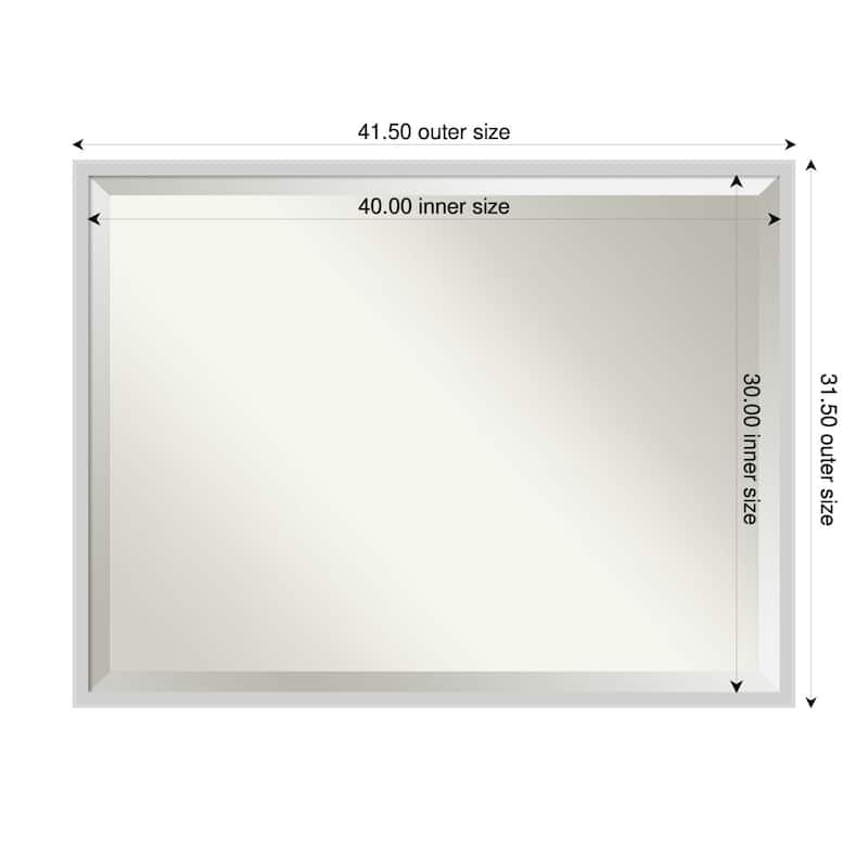 Incline Beveled Wood Framed Wall Mirror - 42 x 32 in - Incline Silver