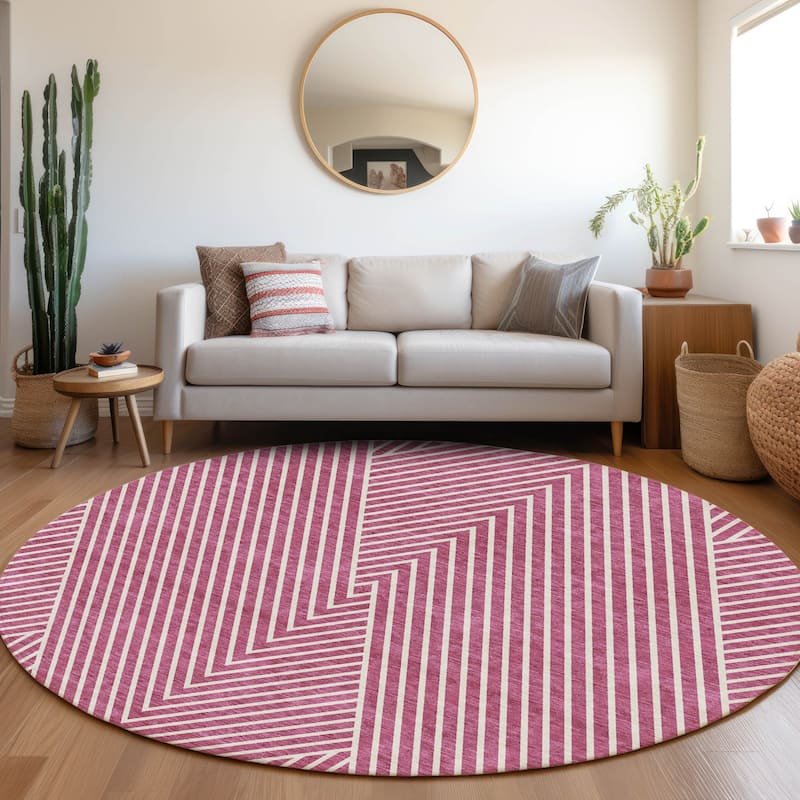 Premium Washable Super Soft Modern Geo Mayfield Rug - Blush - 8' x 8'