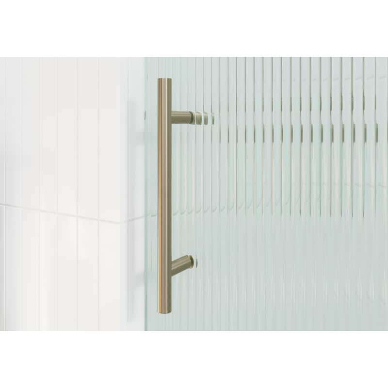 Galaxy 60 in. x 78 in. Fully Frameless Fluted Glass Sliding Shower Doors - Righthand