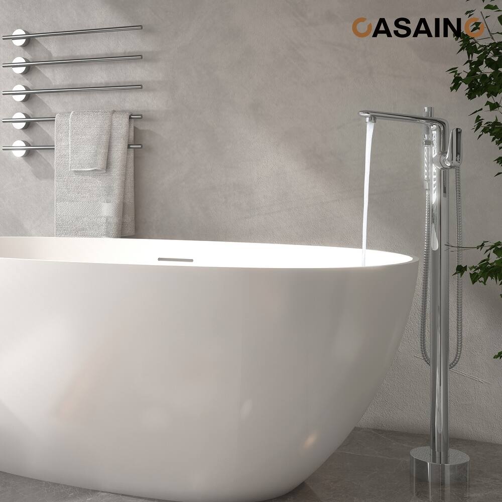 CASAINC Single-Handle Freestanding Floor-Mount Roman Tub Faucet with Handheld Shower
