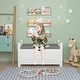 preview thumbnail 3 of 7, Kid Toy Box Chest, Large Storage Cabinet with Cushion Seat Bench/Flip-Top Lid/Safety Hinge for Nursery, Playroom, White