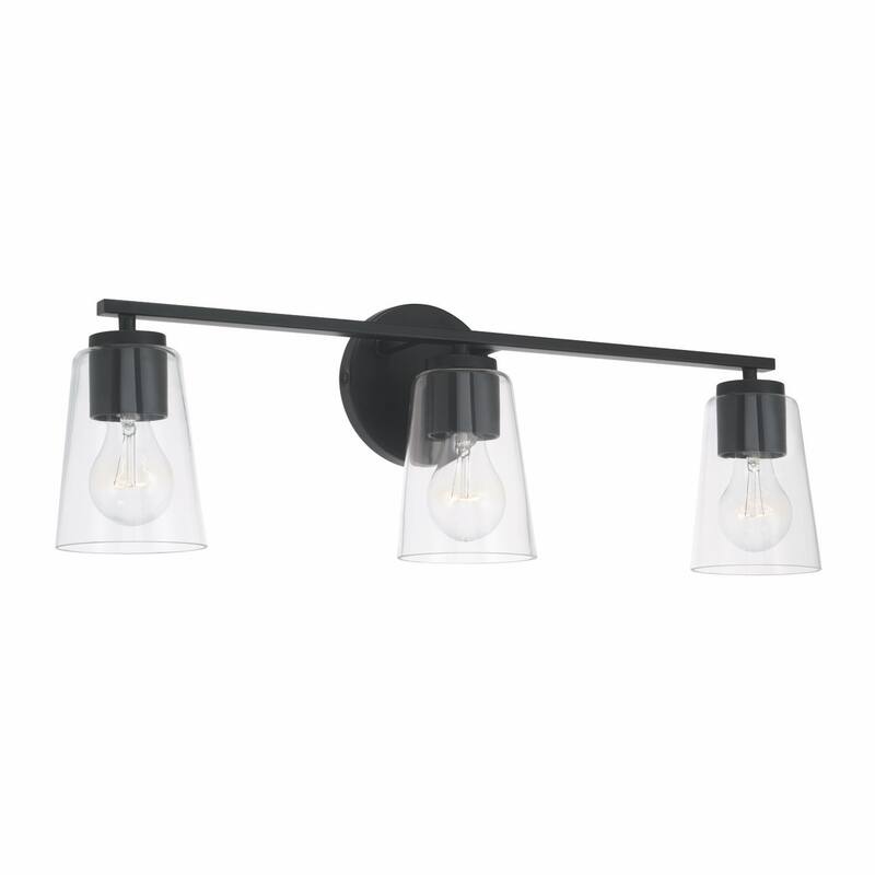 Portman 3-light Bath/ Vanity Fixture w/ Clear Glass - Matte Black