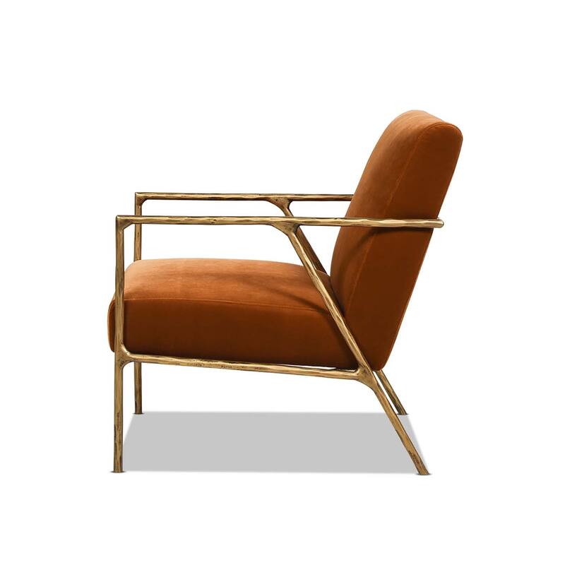 Aerin 24.5" Hammered Brass Velvet Accent Arm Chair