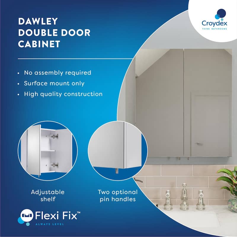 Croydex Dawley Medicine Cabinet, Ideal Bathroom Storage, High Quality White Steel Construction -
