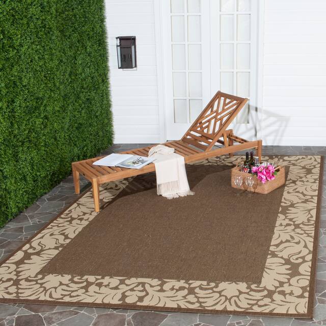 SAFAVIEH Courtyard Peggie Indoor/ Outdoor Patio Backyard Rug - 9' x 12' - Chocolate/Natural