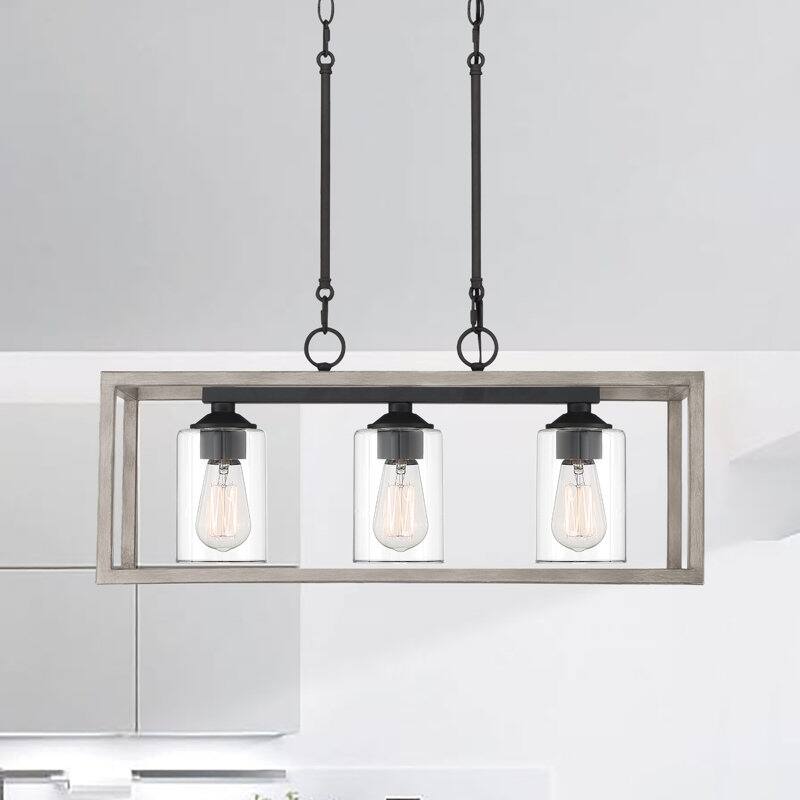Moulins 3-ight Linear Modern Farmhouse Rectangle Chandelier with UL Certified - 25in