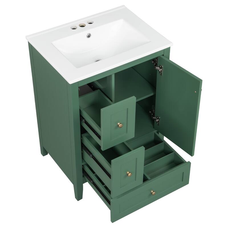 GDFStudio - Nathaniel Cooper 24-Inch Freestanding Bathroom Vanity with Modular Storage