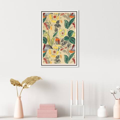 Oliver Gal 'Textile 1913 Pattern' Floral and Botanical Yellow Wall Art Canvas Print