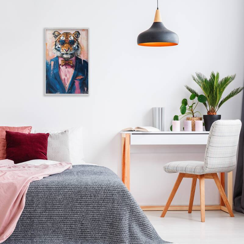 Stupell Suited Tiger Modern Fashion Framed Giclee Art Design By LSR Design Studio