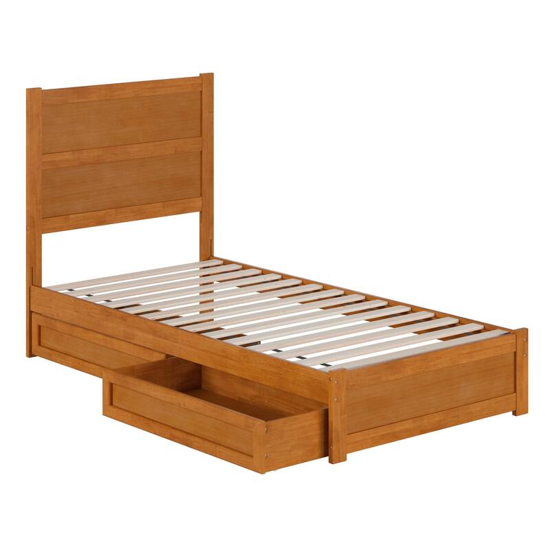 Aveline Wood Platform Bed with Matching Footboard & Storage Drawers