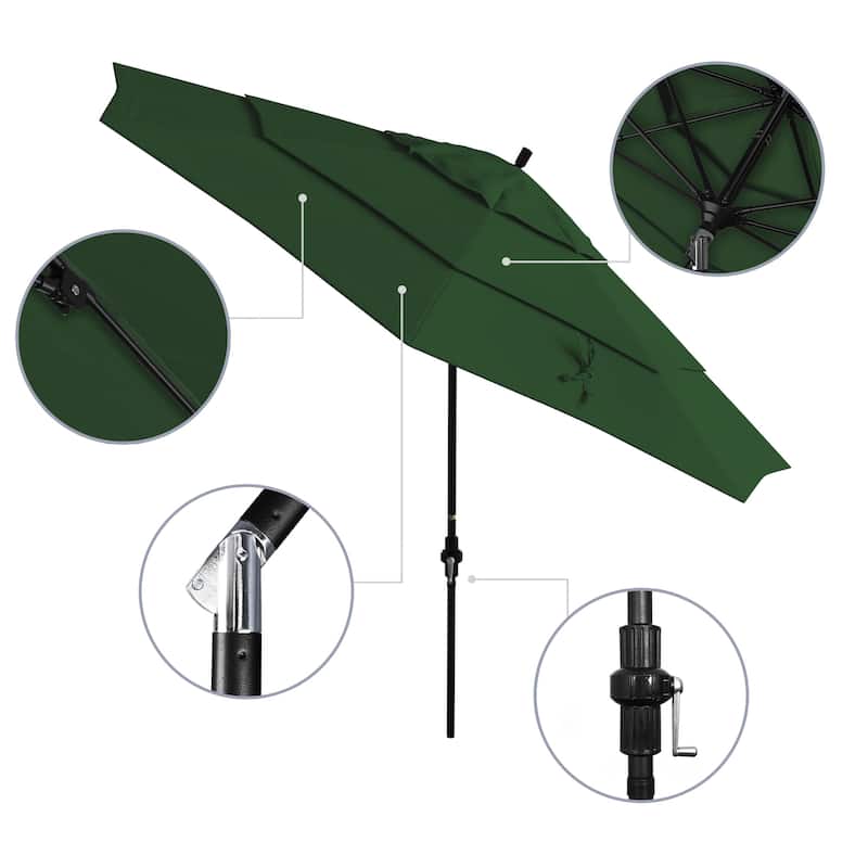 North Bend 11-foot Crank Open Auto-tilt Black Umbrella by Havenside Home