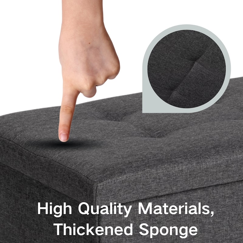 HomyLin Storage Ottoman Fabric Upholstered Tufted Foot Stool