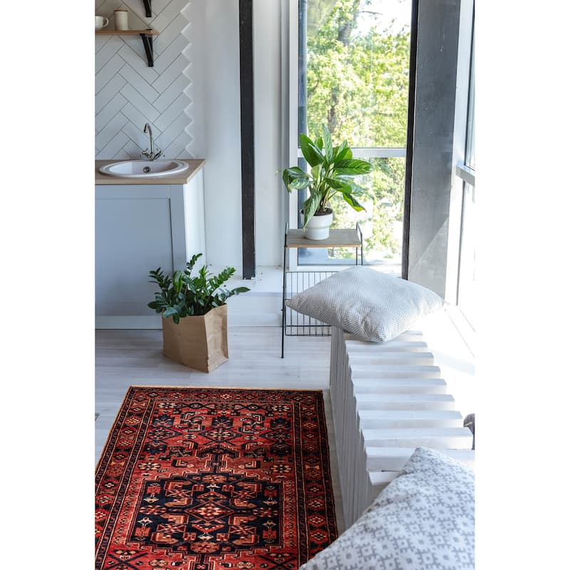 ECARPETGALLERY Hand-knotted Andelz Red Wool Rug - 3'7 x 10'2