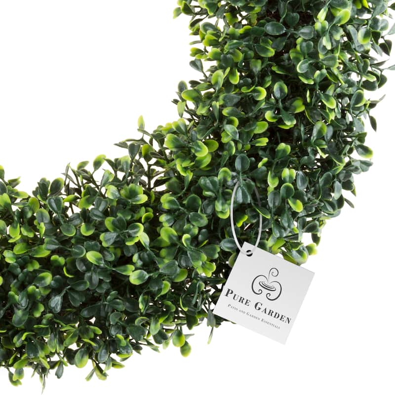 Pure Garden 19.5-Inch Outdoor Faux Boxwood Wreath